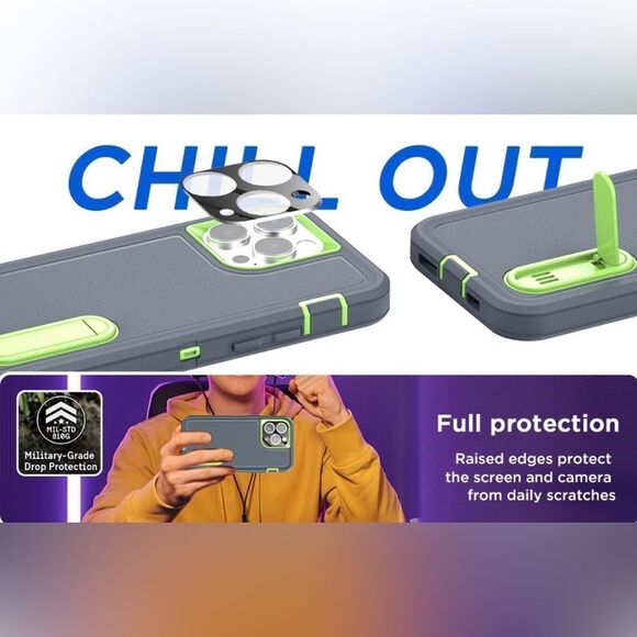 12 Pro Max iPhone Case With Kick Stand With Screen And Lens Protector NIB - Picture 8 of 10